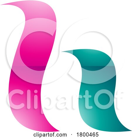 Magenta and Green Glossy Calligraphic Letter H Icon by cidepix