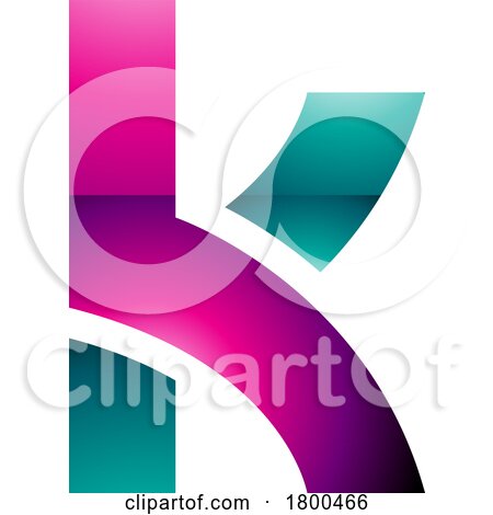 Magenta and Green Glossy Lowercase Letter K Icon with Overlapping Paths by cidepix