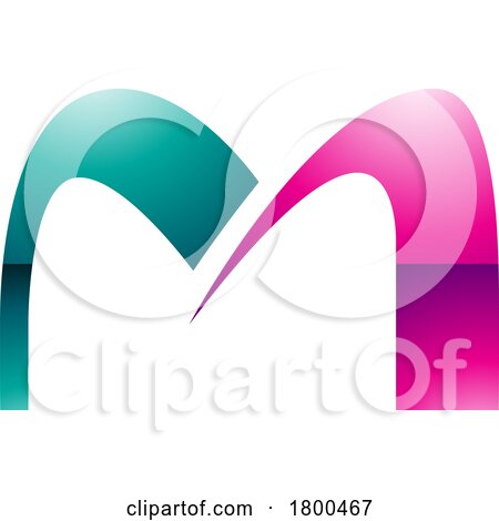 Magenta and Green Glossy Arch Shaped Letter M Icon by cidepix