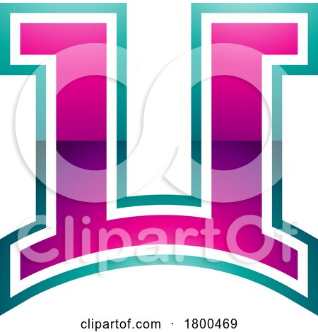 Magenta and Green Glossy Arch Shaped Letter U Icon by cidepix