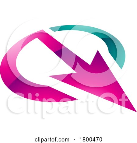 Magenta and Green Glossy Arrow Shaped Letter Q Icon by cidepix