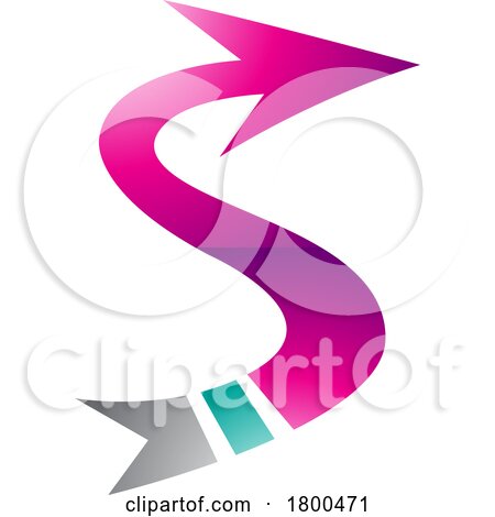 Magenta and Green Glossy Arrow Shaped Letter S Icon by cidepix
