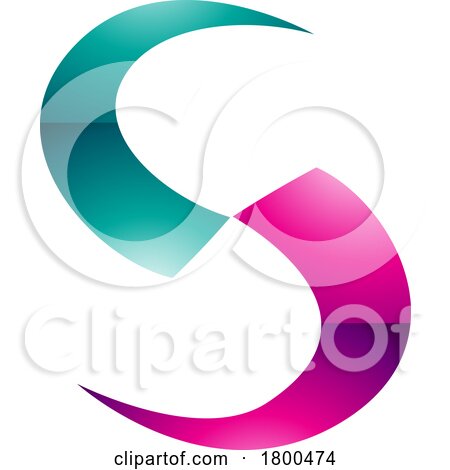 Magenta and Green Glossy Blade Shaped Letter S Icon by cidepix