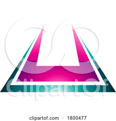 Magenta and Green Glossy Bold Spiky Shaped Letter U Icon by cidepix