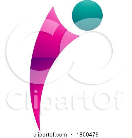 Magenta and Green Glossy Bowing Person Shaped Letter I Icon by cidepix
