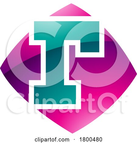 Magenta and Green Glossy Bulged Square Shaped Letter R Icon by cidepix