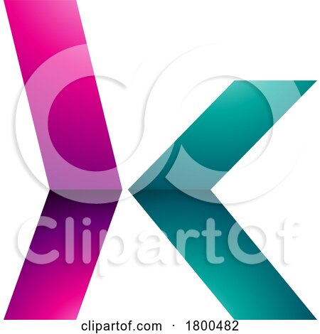 Magenta and Green Glossy Lowercase Arrow Shaped Letter K Icon by cidepix