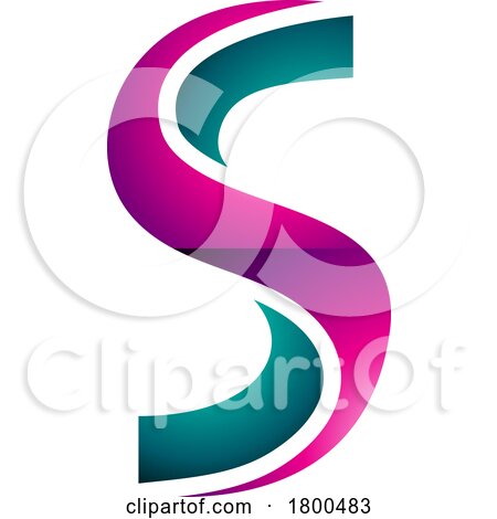 Magenta and Green Glossy Twisted Shaped Letter S Icon by cidepix