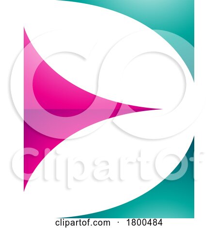 Magenta and Green Glossy Uppercase Letter E Icon with Curvy Triangles by cidepix