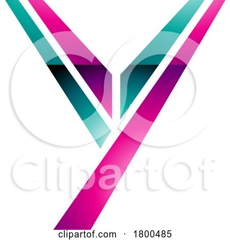 Magenta and Green Glossy Uppercase Letter Y Icon by cidepix