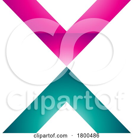 Magenta and Green Glossy V Shaped Letter X Icon by cidepix