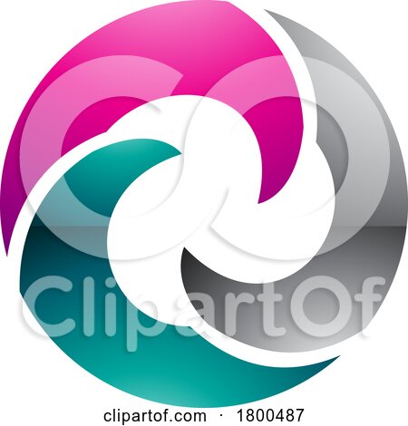 Magenta and Green Glossy Wave Shaped Letter O Icon by cidepix