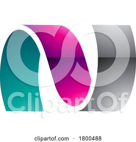 Magenta and Green Glossy Wavy Shaped Letter N Icon by cidepix