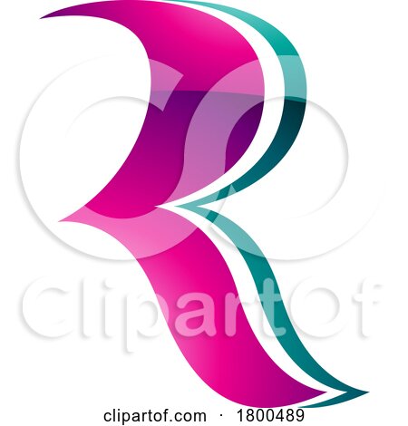 Magenta and Green Glossy Wavy Shaped Letter R Icon by cidepix