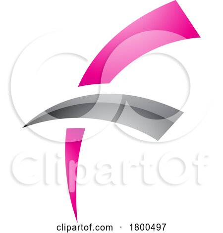 Magenta and Black Glossy Letter F Icon with Round Spiky Lines by cidepix
