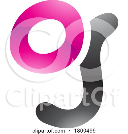 Magenta and Black Glossy Letter G Icon with Soft Round Lines by cidepix