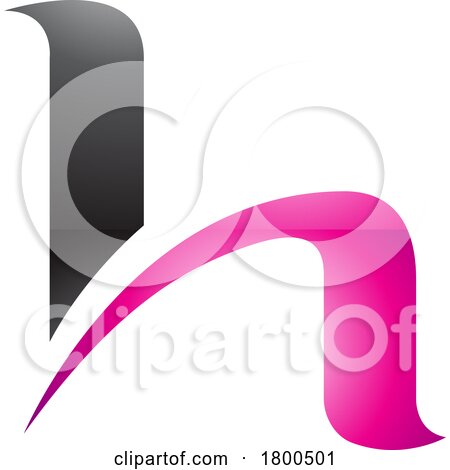Magenta and Black Glossy Letter H Icon with Round Spiky Lines by cidepix