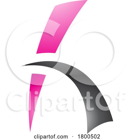 Magenta and Black Glossy Letter H Icon with Spiky Lines by cidepix