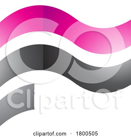Magenta and Black Wavy Glossy Flag Shaped Letter F Icon by cidepix