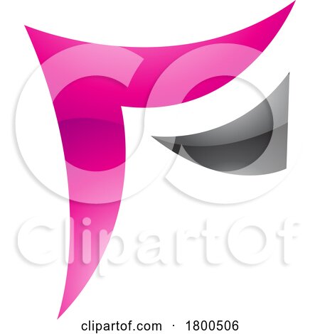 Magenta and Black Wavy Glossy Paper Shaped Letter F Icon by cidepix