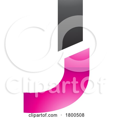 Magenta and Black Glossy Split Shaped Letter J Icon by cidepix