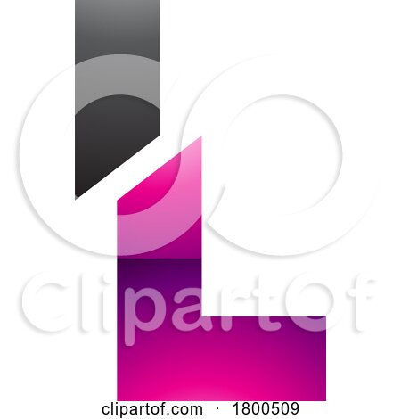 Magenta and Black Glossy Split Shaped Letter L Icon by cidepix