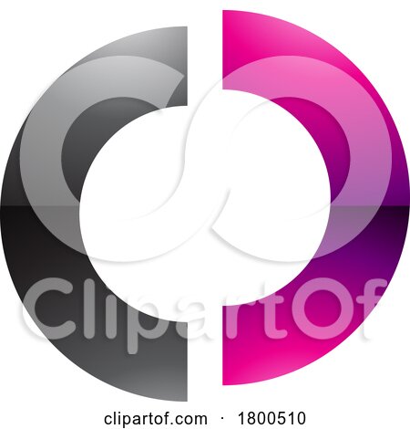 Magenta and Black Glossy Split Shaped Letter O Icon by cidepix