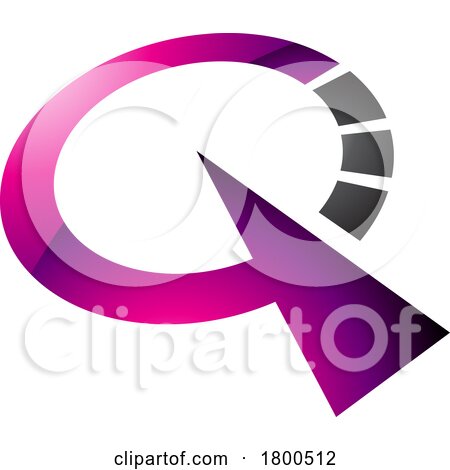 Magenta and Black Glossy Clock Shaped Letter Q Icon by cidepix