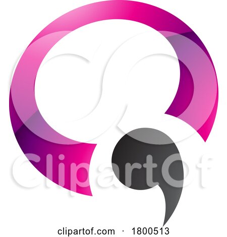 Magenta and Black Glossy Comma Shaped Letter Q Icon by cidepix