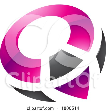 Magenta and Black Glossy Compass Shaped Letter Q Icon by cidepix