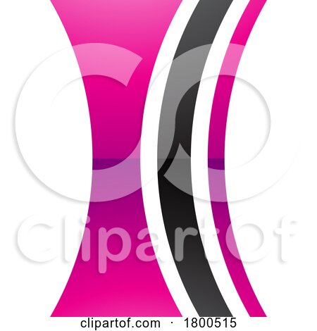 Magenta and Black Glossy Concave Lens Shaped Letter I Icon by cidepix