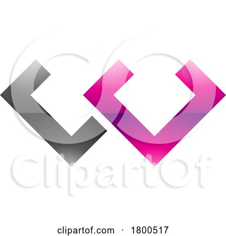 Magenta and Black Glossy Cornered Shaped Letter W Icon by cidepix
