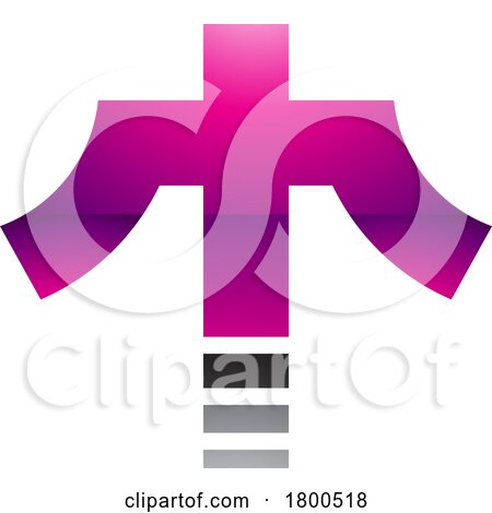 Magenta and Black Glossy Cross Shaped Letter T Icon by cidepix