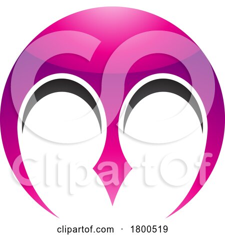 Magenta and Black Glossy Round Letter M Icon with Pointy Tips by cidepix