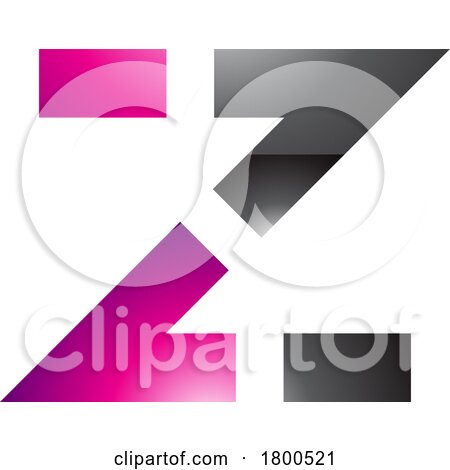 Magenta and Black Glossy Dotted Line Shaped Letter Z Icon by cidepix