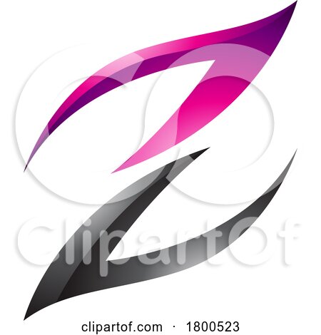 Magenta and Black Glossy Fire Shaped Letter Z Icon by cidepix