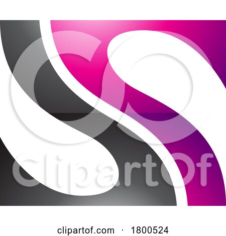 Magenta and Black Glossy Fish Fin Shaped Letter S Icon by cidepix