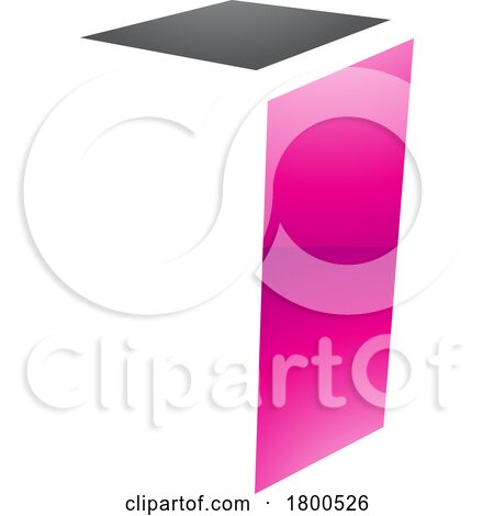 Magenta and Black Glossy Folded Letter I Icon by cidepix