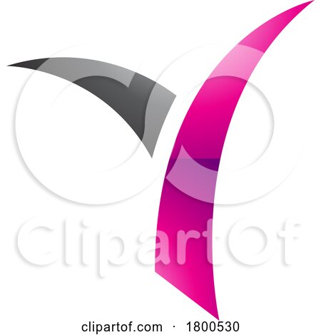 Magenta and Black Glossy Grass Shaped Letter Y Icon by cidepix