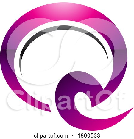 Magenta and Black Glossy Hook Shaped Letter Q Icon by cidepix