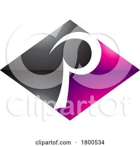 Magenta and Black Glossy Horizontal Diamond Letter P Icon by cidepix
