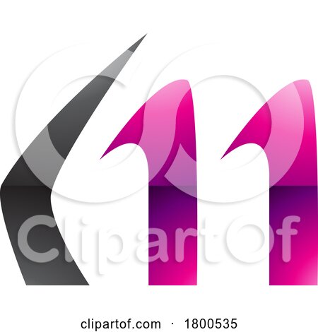 Magenta and Black Glossy Horn Shaped Letter M Icon by cidepix