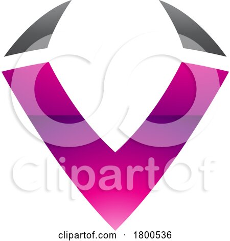 Magenta and Black Glossy Horn Shaped Letter V Icon by cidepix