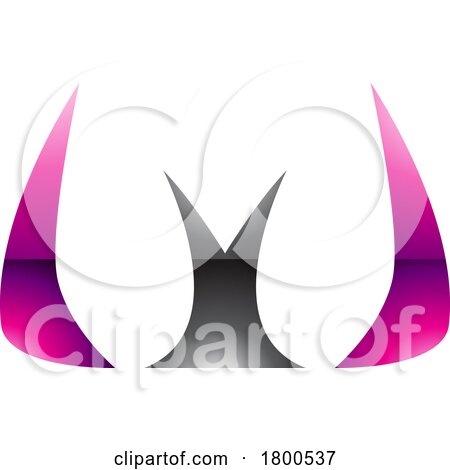 Magenta and Black Glossy Horn Shaped Letter W Icon by cidepix