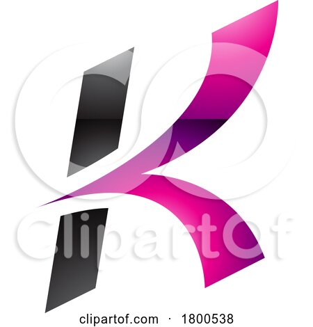 Magenta and Black Glossy Italic Arrow Shaped Letter K Icon by cidepix
