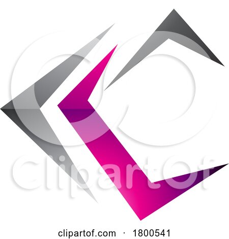 Magenta and Black Glossy Letter C Icon with Pointy Tips by cidepix