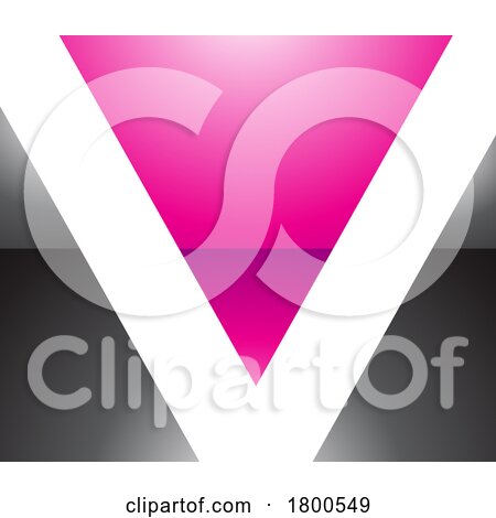 Magenta and Black Glossy Rectangular Shaped Letter V Icon by cidepix