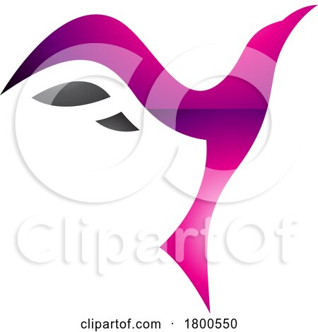 Magenta and Black Glossy Rising Bird Shaped Letter Y Icon by cidepix