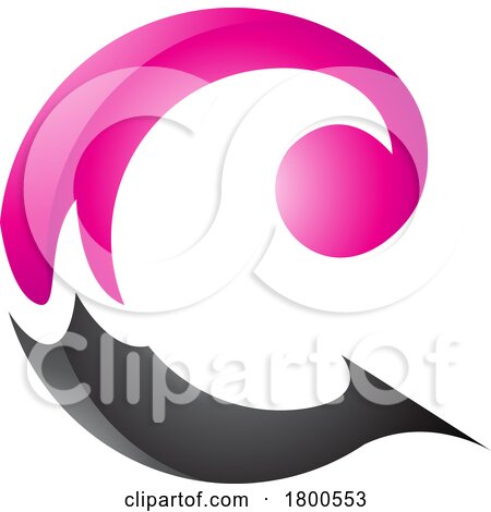 Magenta and Black Glossy Round Curly Letter C Icon by cidepix