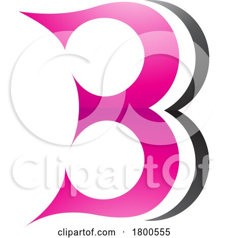 Magenta and Black Curvy Glossy Letter B Icon Resembling Number 3 by cidepix